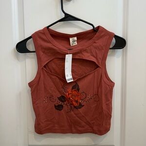 Urban Outfitters Rose Cutout Tank Top NWT